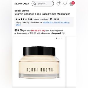 Bobbi Brown Vitamin Enriched Face Base Primer Moisturizer